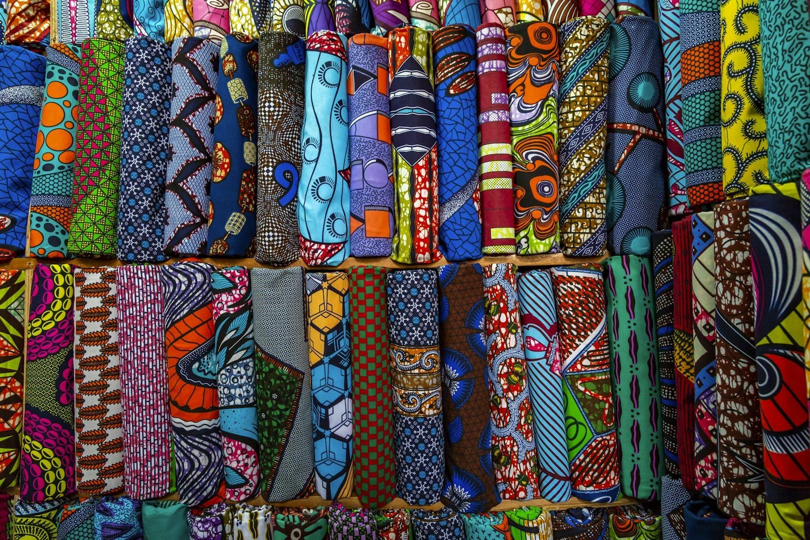 Colourful wax fabrics